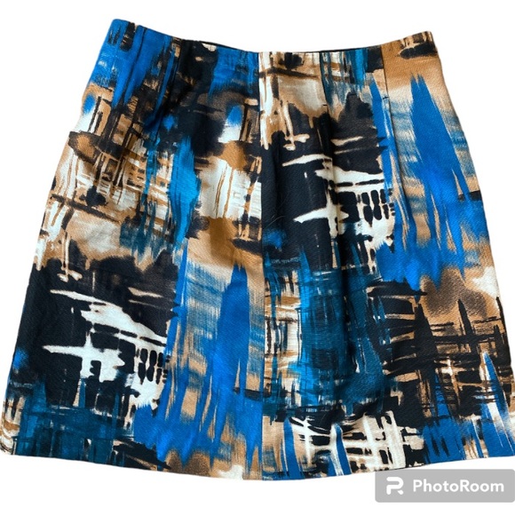 Express skirt, women’s size 8, blue white brown black, zippered - Picture 2 of 4